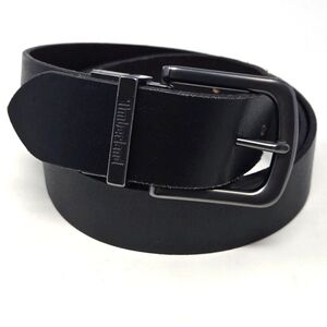 TIMBERLAND REVERSIBLE BLACK  CHOCOLATE BROWN LEATHER BELT GUNMETAL BUCKLE MEN OS